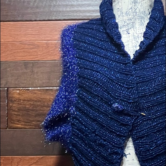 Vintage Knitting Needles Fuzzy Textured Open Front Short Sleeve Knitted … - Picture 3 of 6